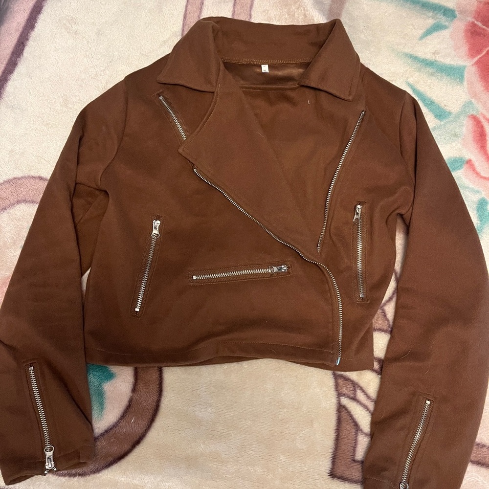 Moto style brown jacket